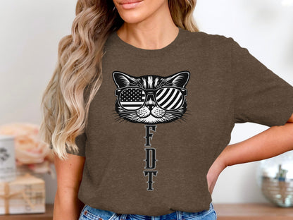 Cool Cat with Sunglasses Large Lettering T-Shirt product