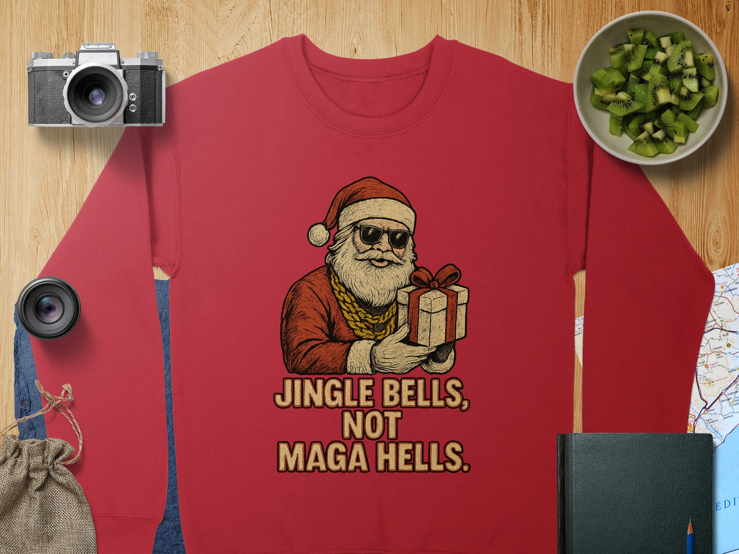 Jingle Bells Not Maga Hells Santa Sweatshirt