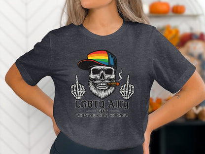 LGBTQ Ally Skeleton Hat Graphic T-shirt product type