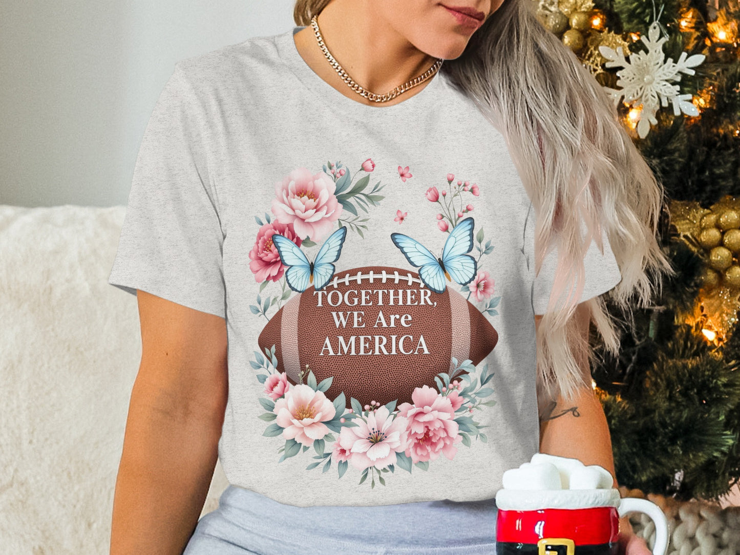 Together We Are America Floral Football T-shirt