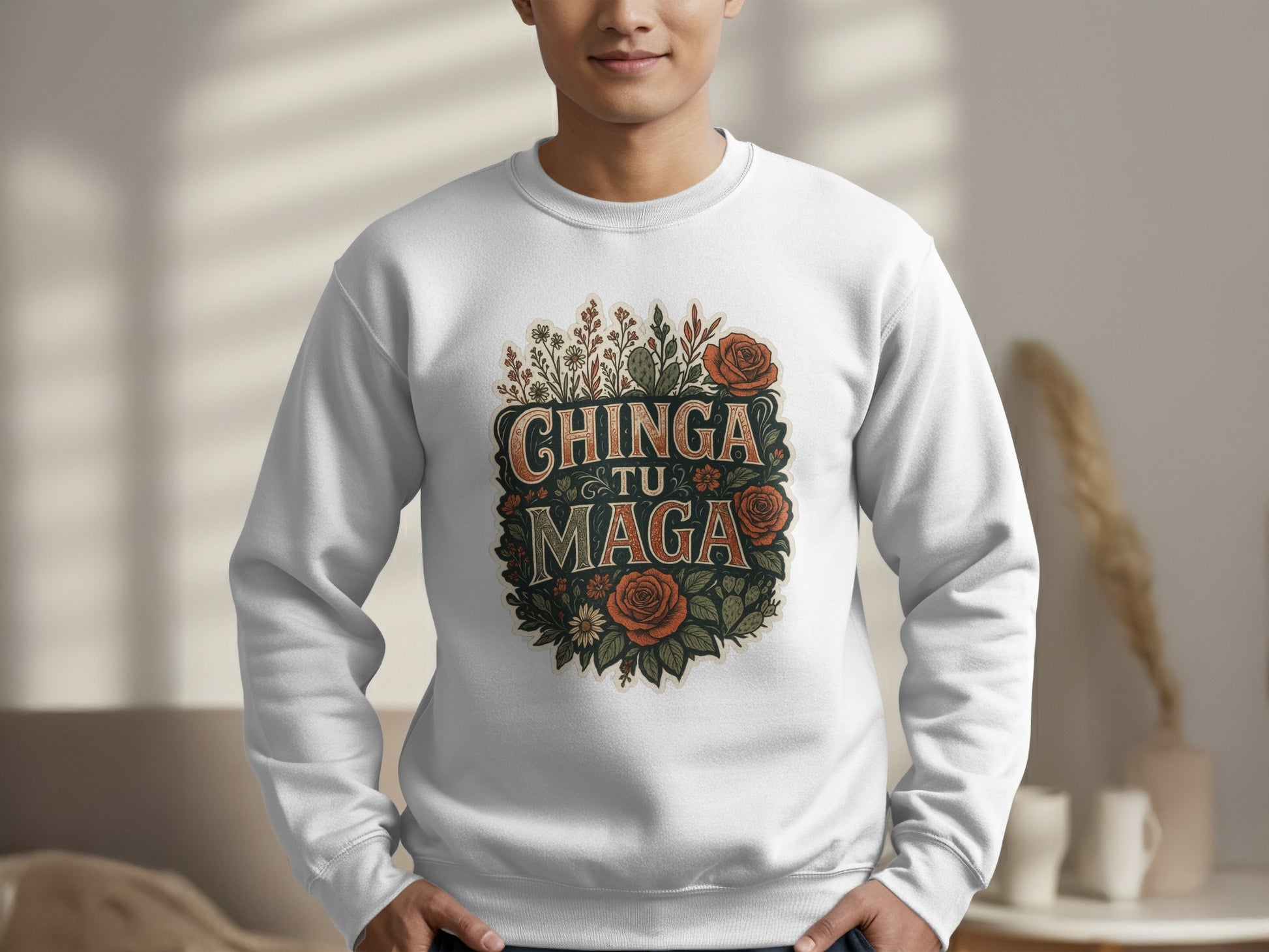 Chinga Tu Maga Bold Floral Graphic Sweatshirt Product