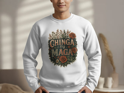 Chinga Tu Maga Bold Floral Graphic Sweatshirt Product