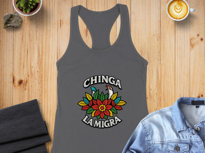 Chinga La Migra Floral Design Women's Tank Top product