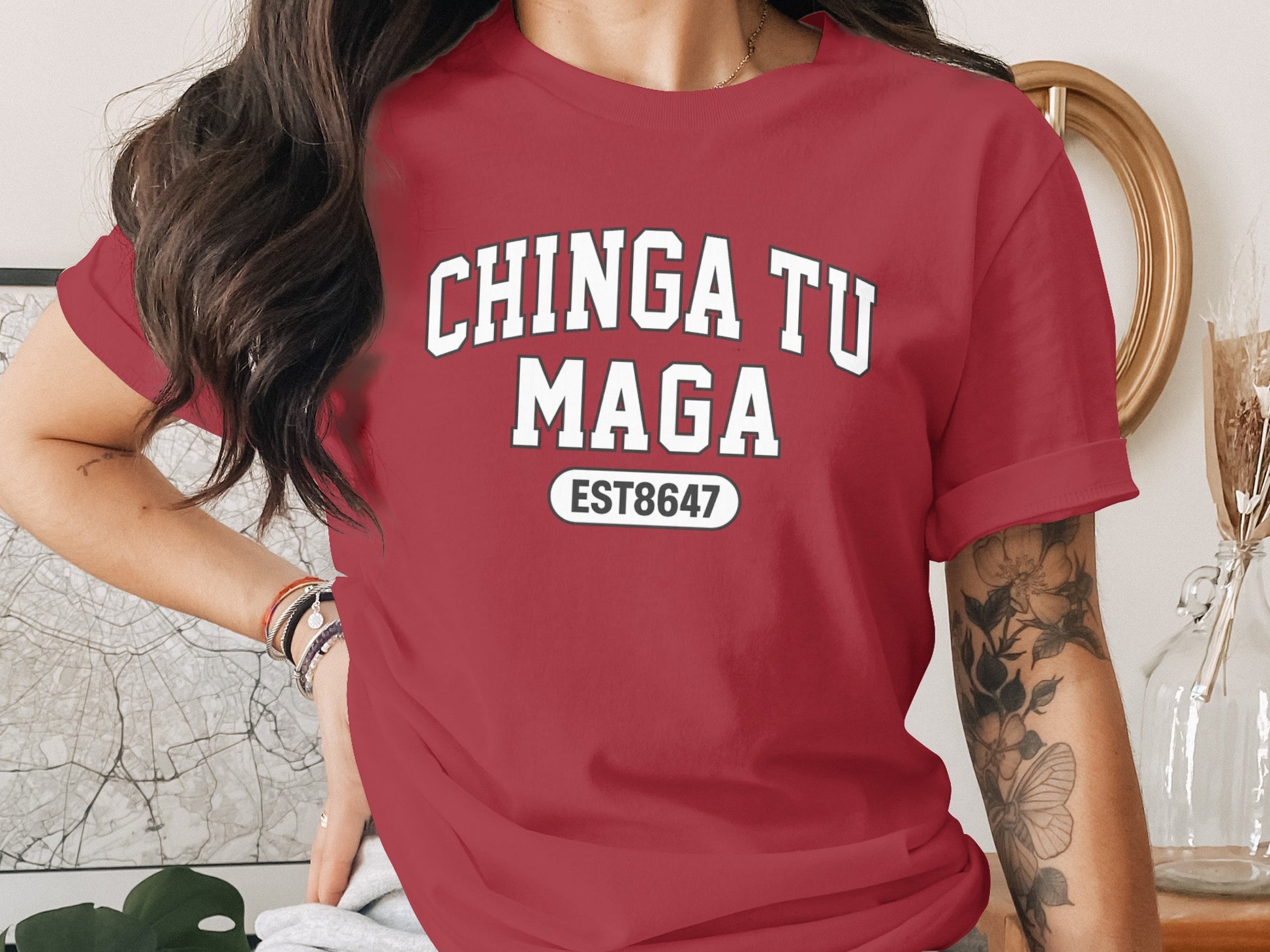 CHINGA TU MAGA EST8647 Red Graphic Tee for casual style