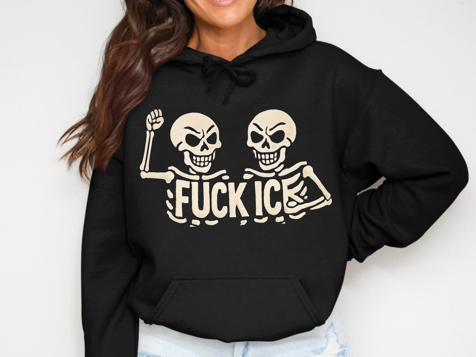 Fuck Ice Skeletons Design Hooded Shirt product type