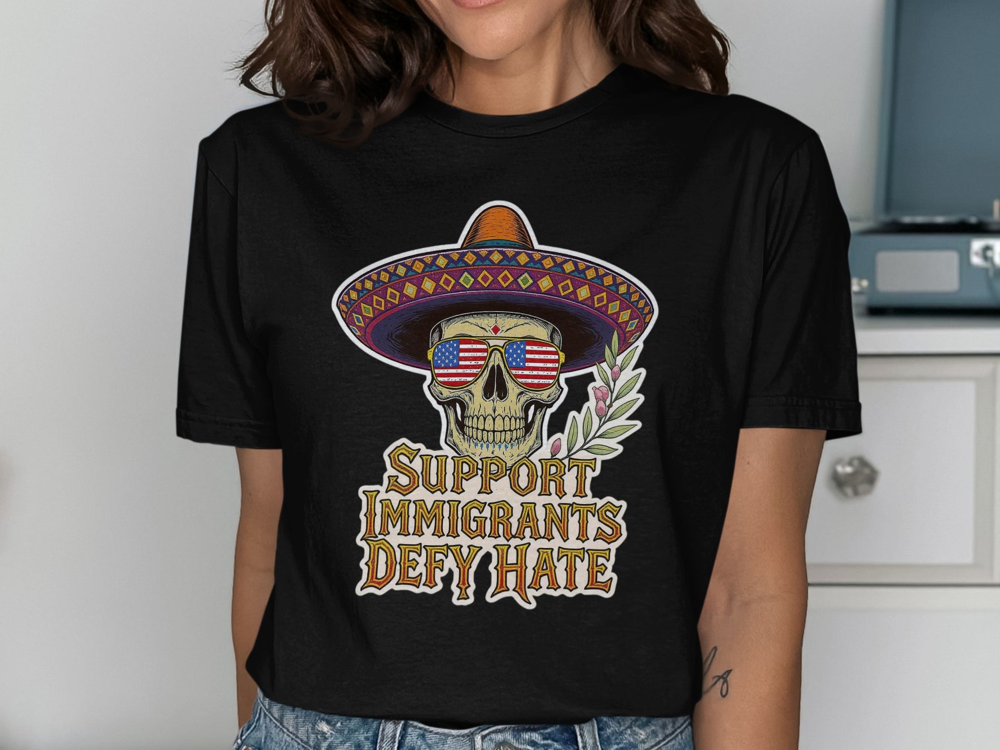 Support Immigrants Defy Hate Graphic T-Shirt product type