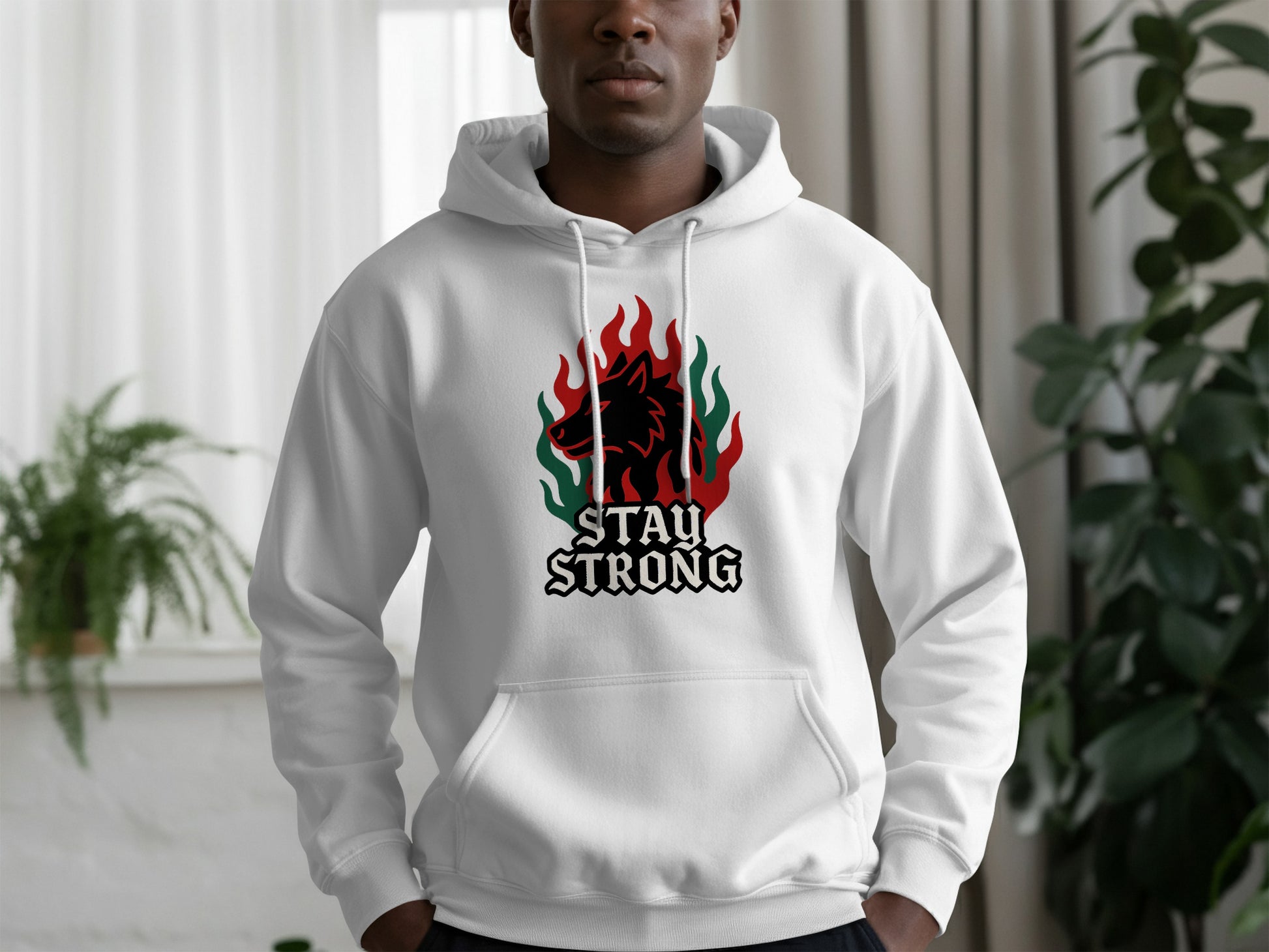 Stay Strong Fiery Wolf Graphic Hoodie product type