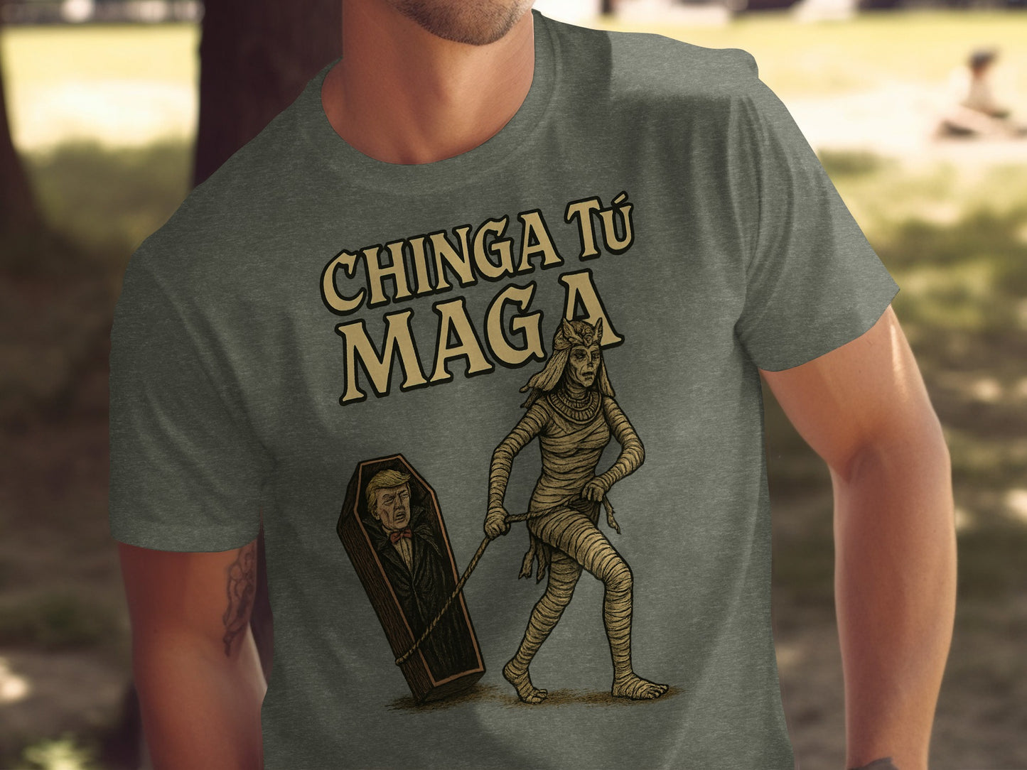 Chinga Tu Maga Mummy and Coffin Graphic T-Shirt product type