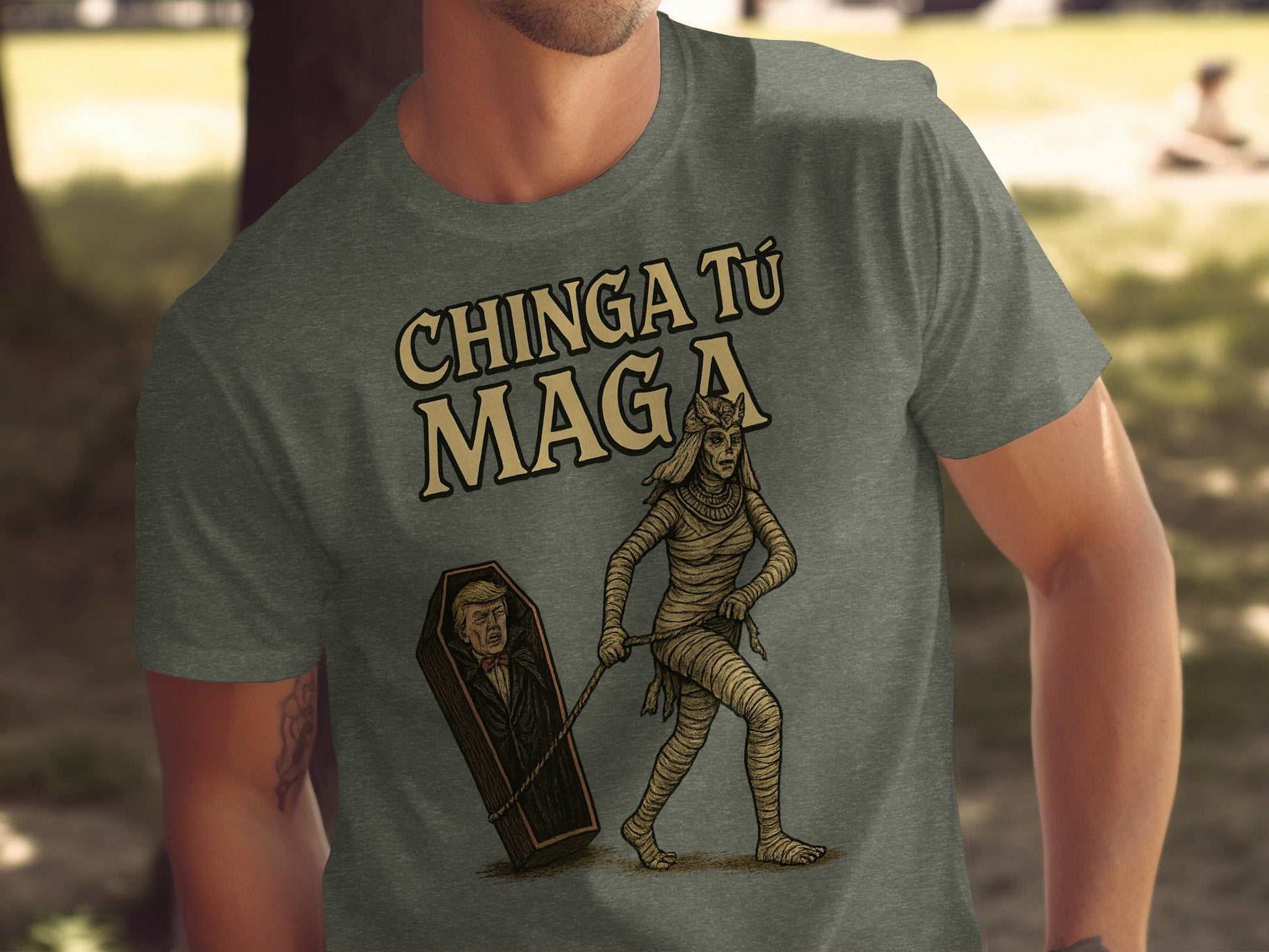 Chinga Tu Maga Mummy and Coffin Graphic T-Shirt product type