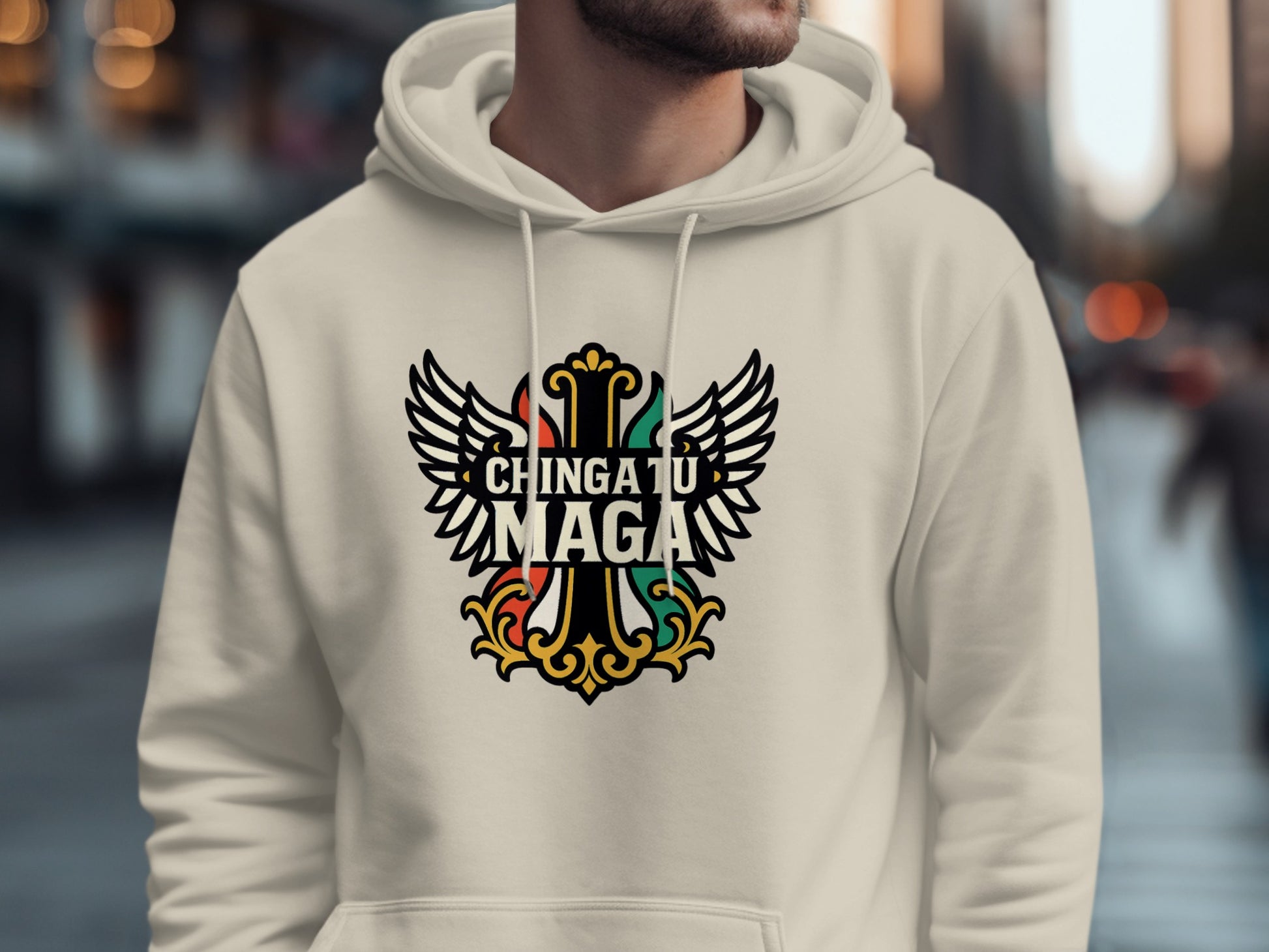Chingatu MAGA Winged Cross Emblem Design Hoodie product