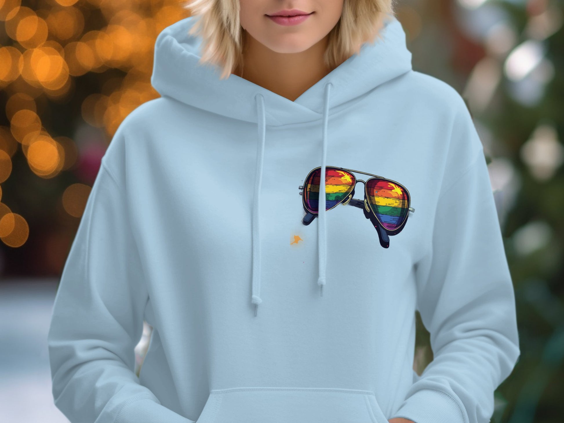 Trendy Hooded Sweatshirt with Stylish Sunglasses Print product type