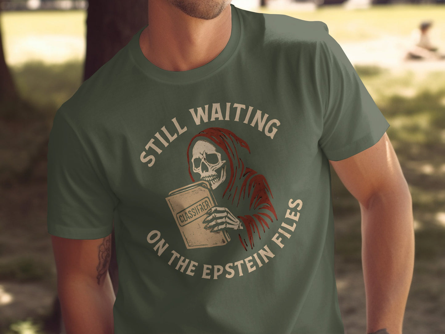 Still Waiting On The Epstein Files T-shirt product