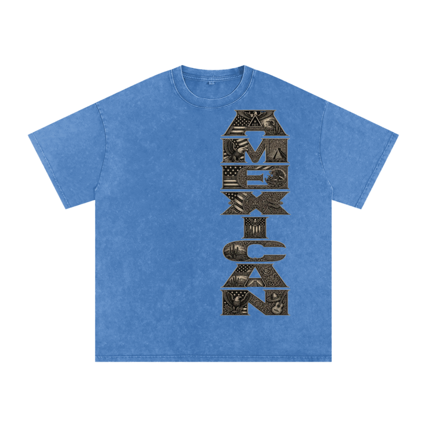 Amexican Pride Subtle FDT Design Snow Washed Oversized Cotton T-Shirt