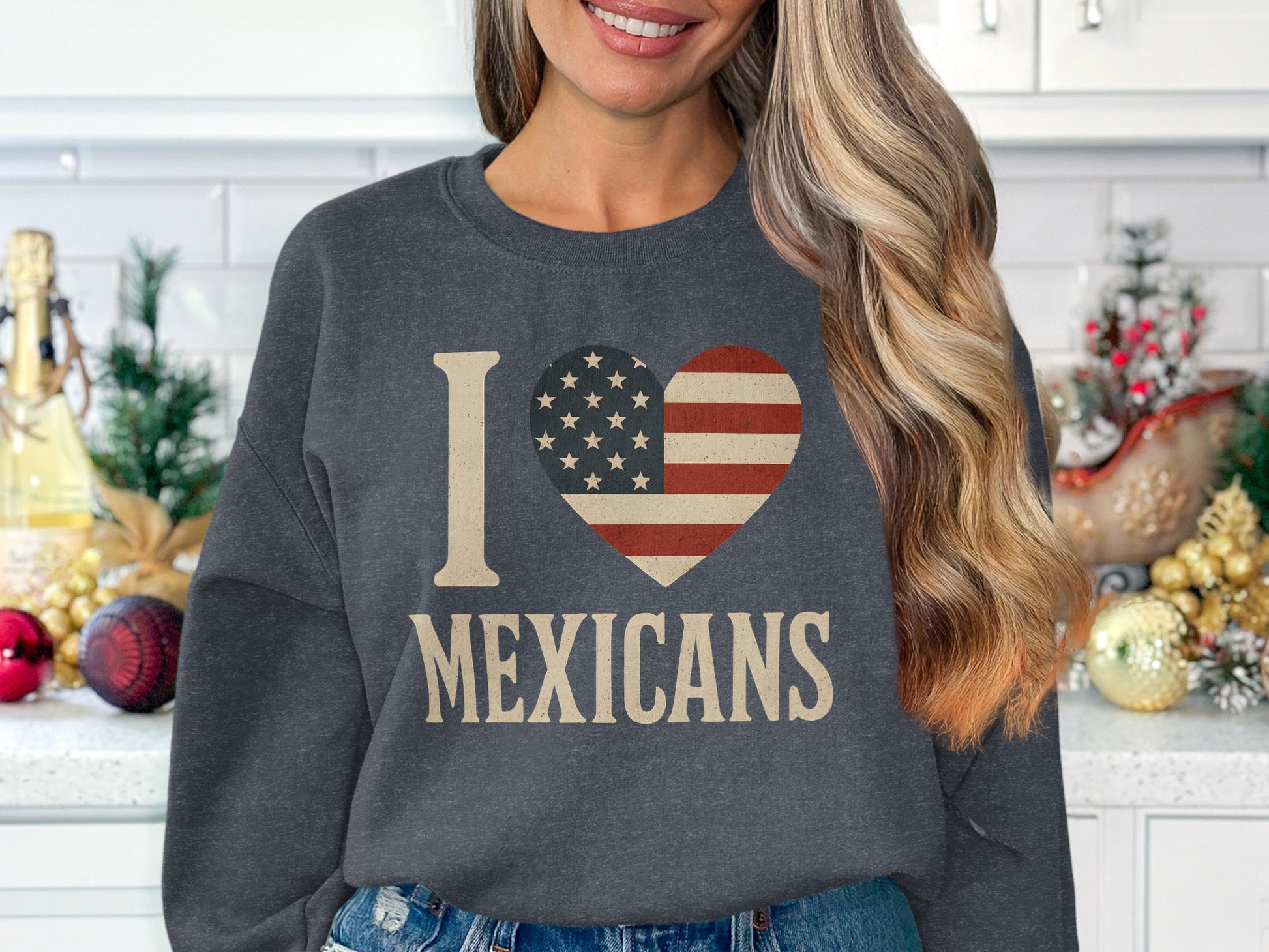 I Love Mexicans Patriotic Dark Grey Graphic product type