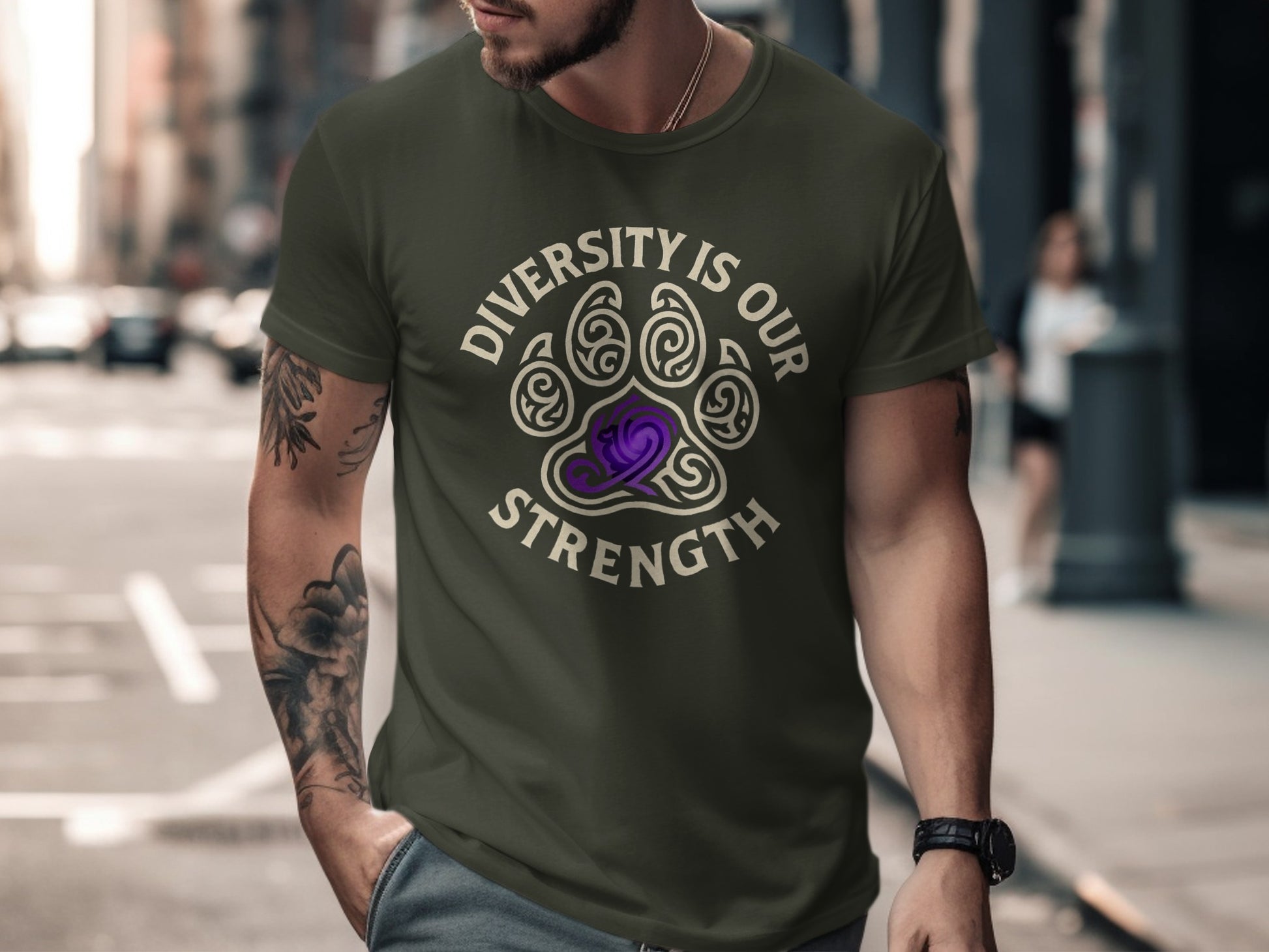 Diversity Is Our Strength Paw Print Graphic T-Shirt