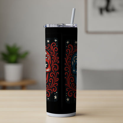 Red and Blue Floral Pattern Stainless Tumbler product