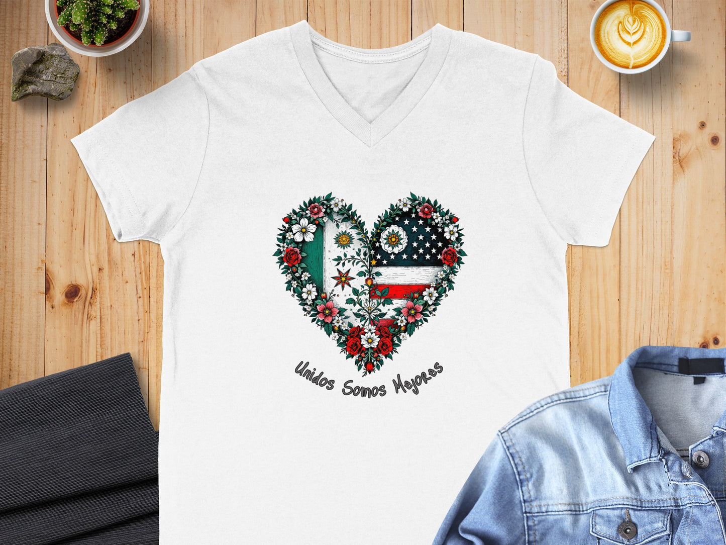 Unidos Somos Mejores Heart American Flag T-shirt product type