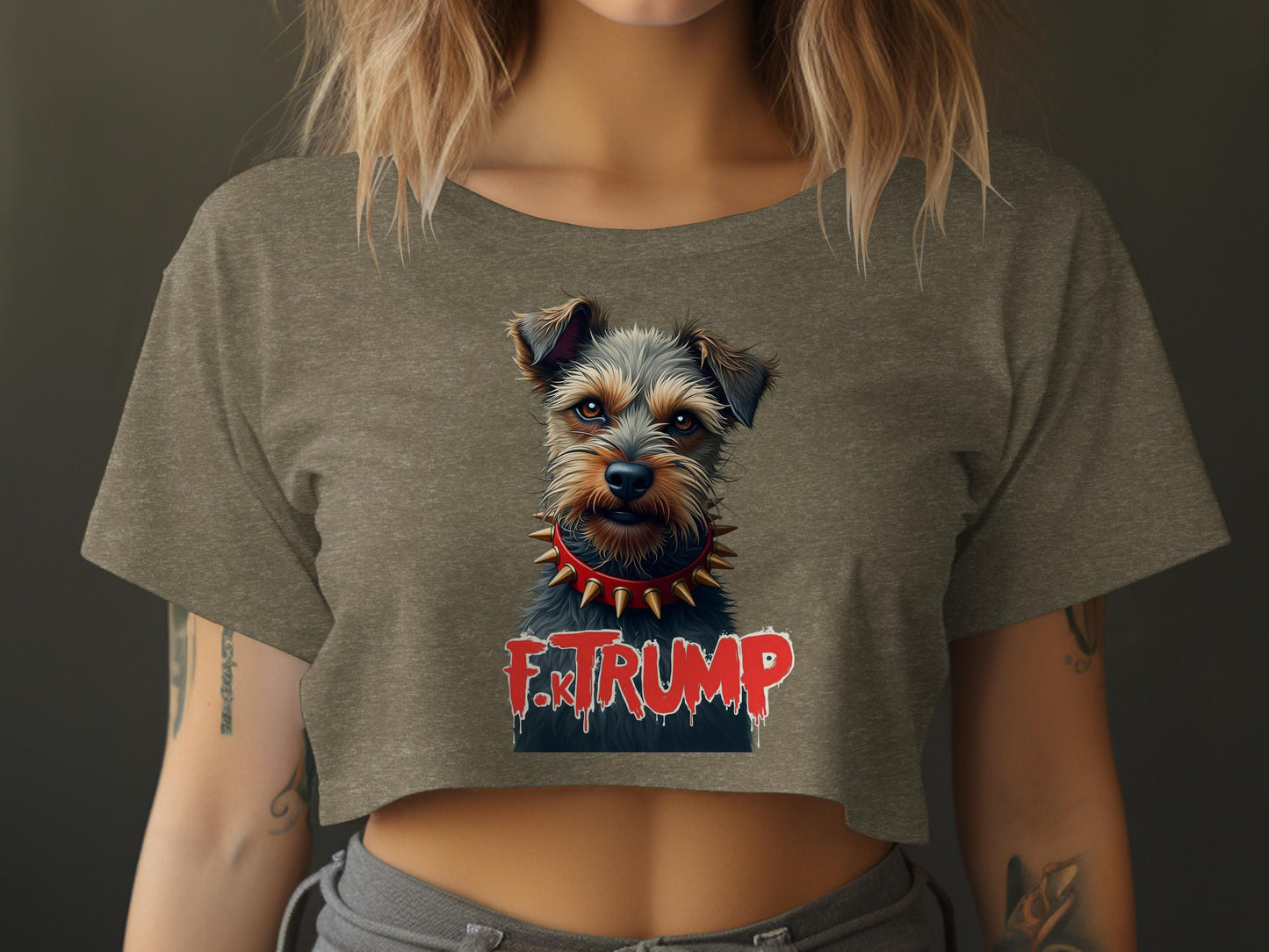 F. TRUMP Dog Illustration Women's Crop Top product