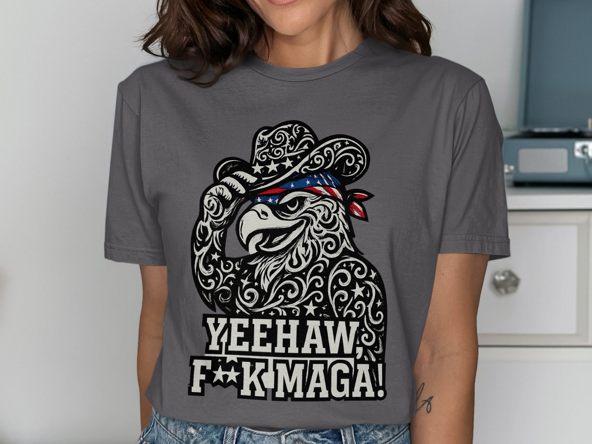 Yeehaw F*K Maga Patriotic Eagle Graphic Tee product