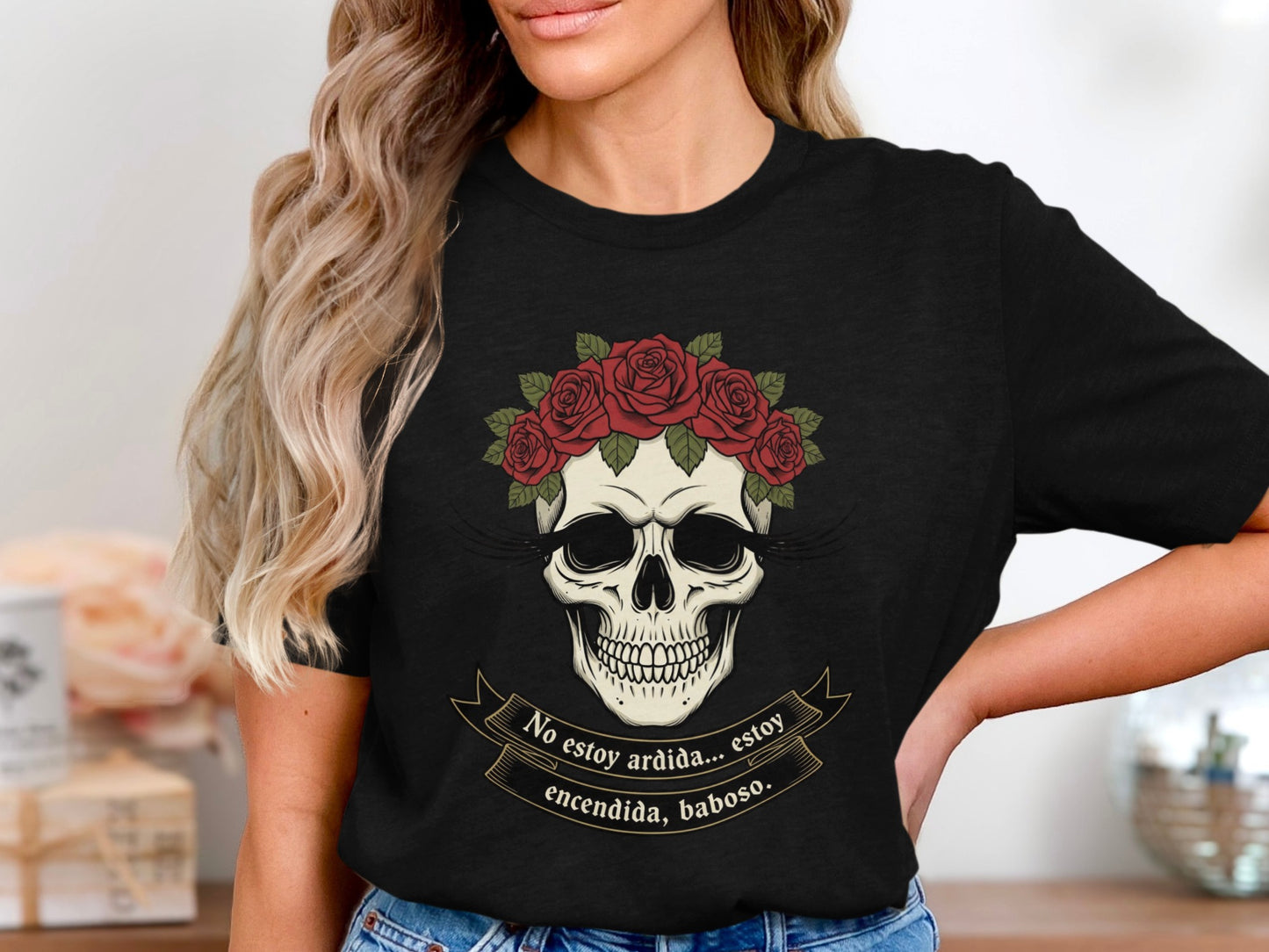 Skull Roses No Estoy Ardida Unique Artwork Shirt product type