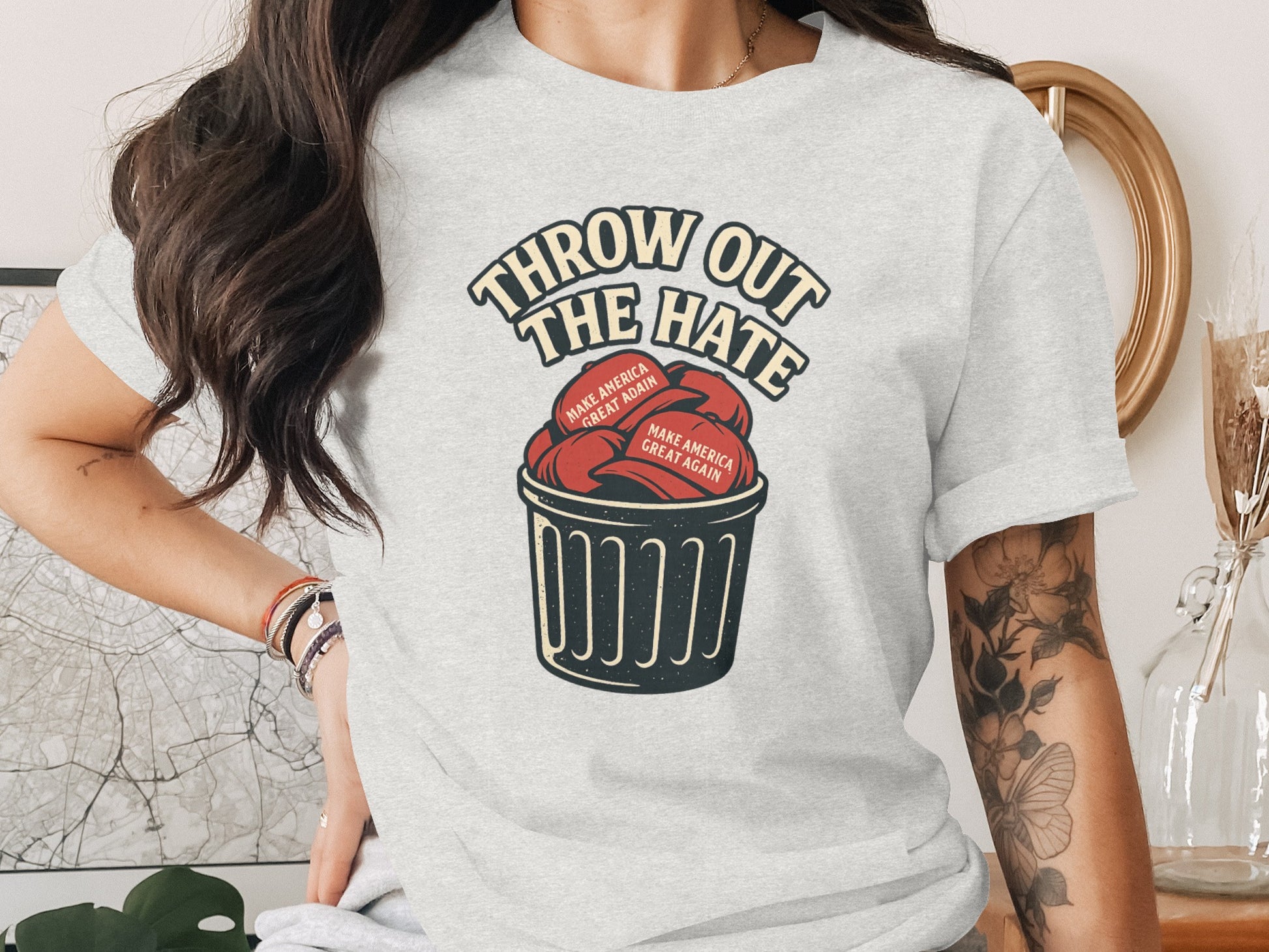 Throw Out The Hate unique graphic t-shirt product