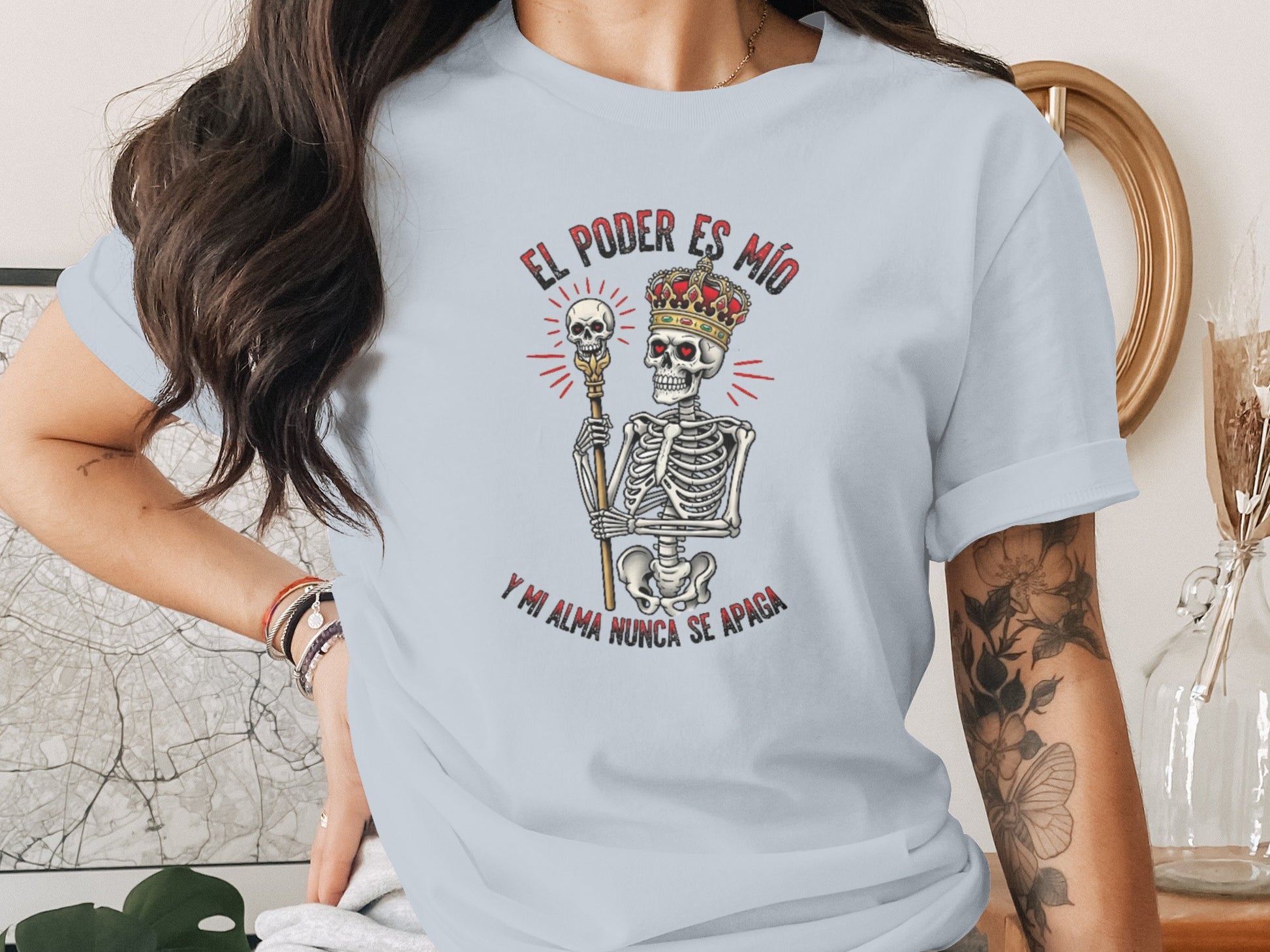 El Poder Es Mio Skeleton Graphic Tee Shirt product