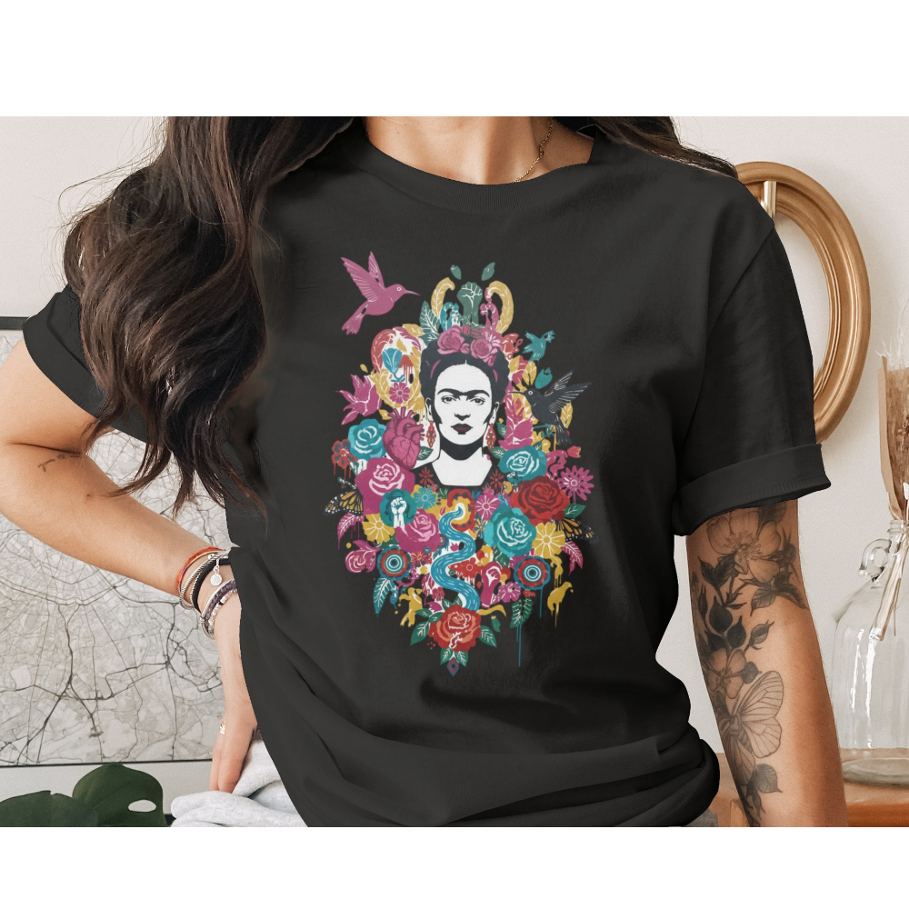 Frida Kahlo Colorful Floral Portrait T-shirt product type