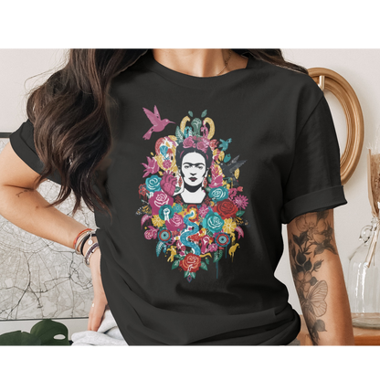 Frida Kahlo Colorful Floral Portrait T-shirt product type
