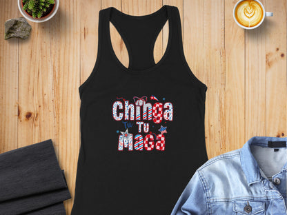 Chinga Tu Maga Black Racerback Tank Top product