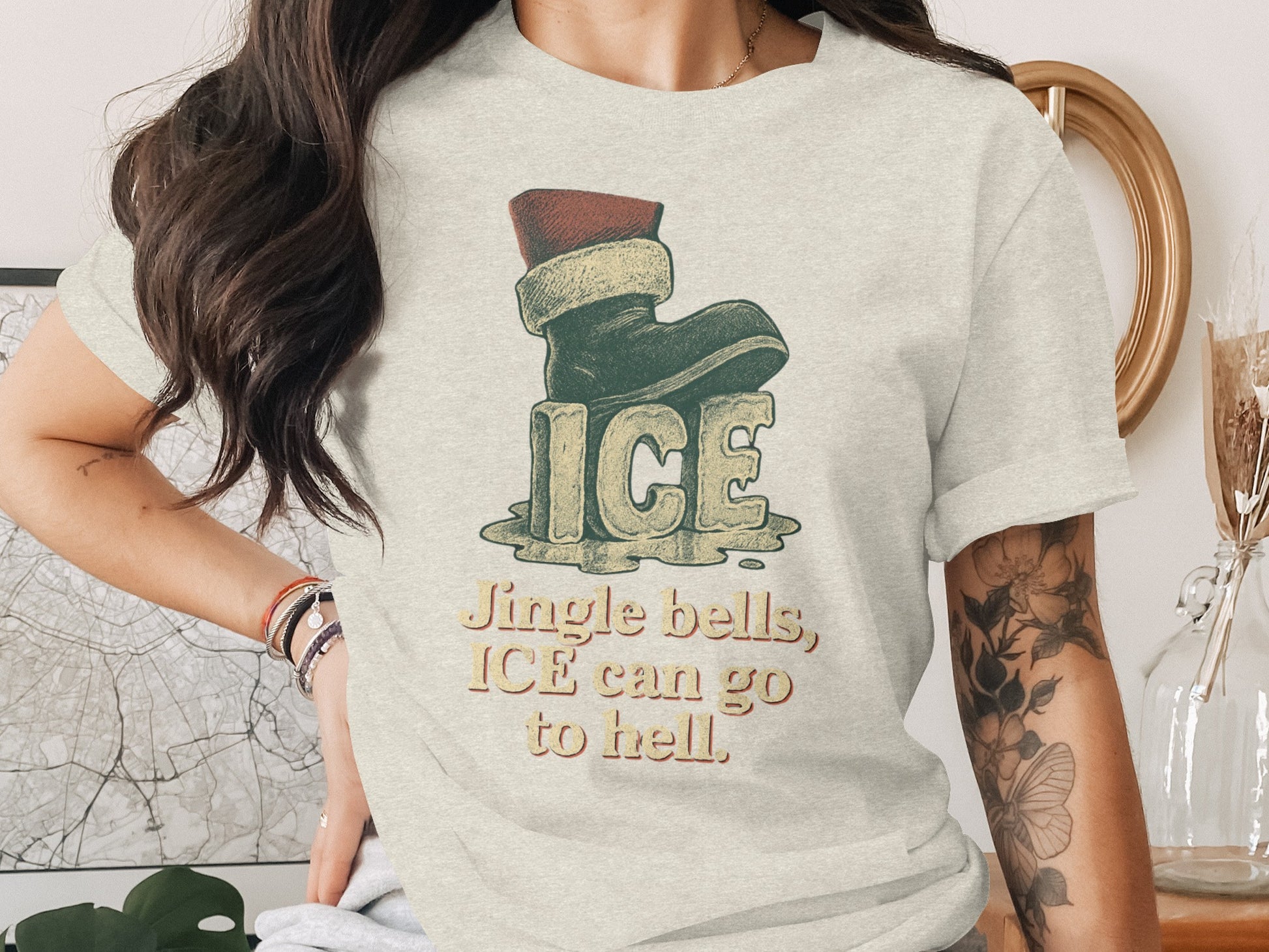 Jingle Bells ICE Can Go to Hell Graphic T-shirt