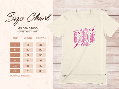 Pink Floral and Lightning Graphic Gildan 64000 T-Shirt product