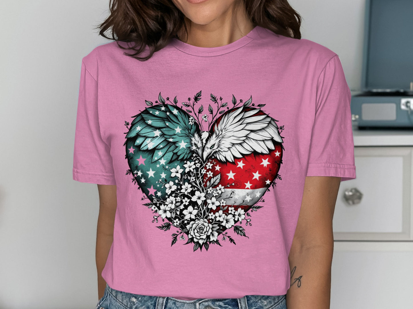 Angel Wings American Flag Heart Women's Shirt product