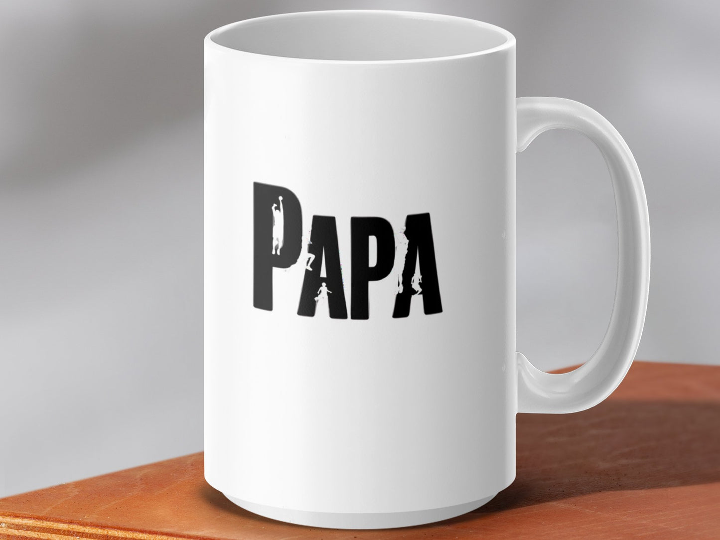 PAPA White Coffee Mug with Black Letters Product