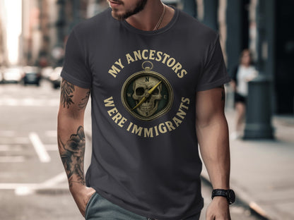 My Ancestors Were Immigrants Compass Skull T-shirt