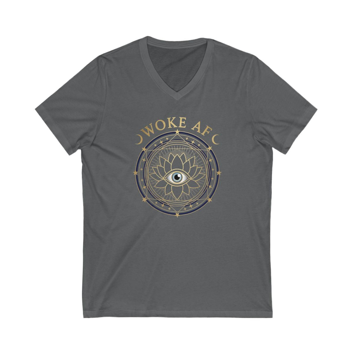 Woke AF Third Eye Graphic Grey V-Neck Tee Shirt product type