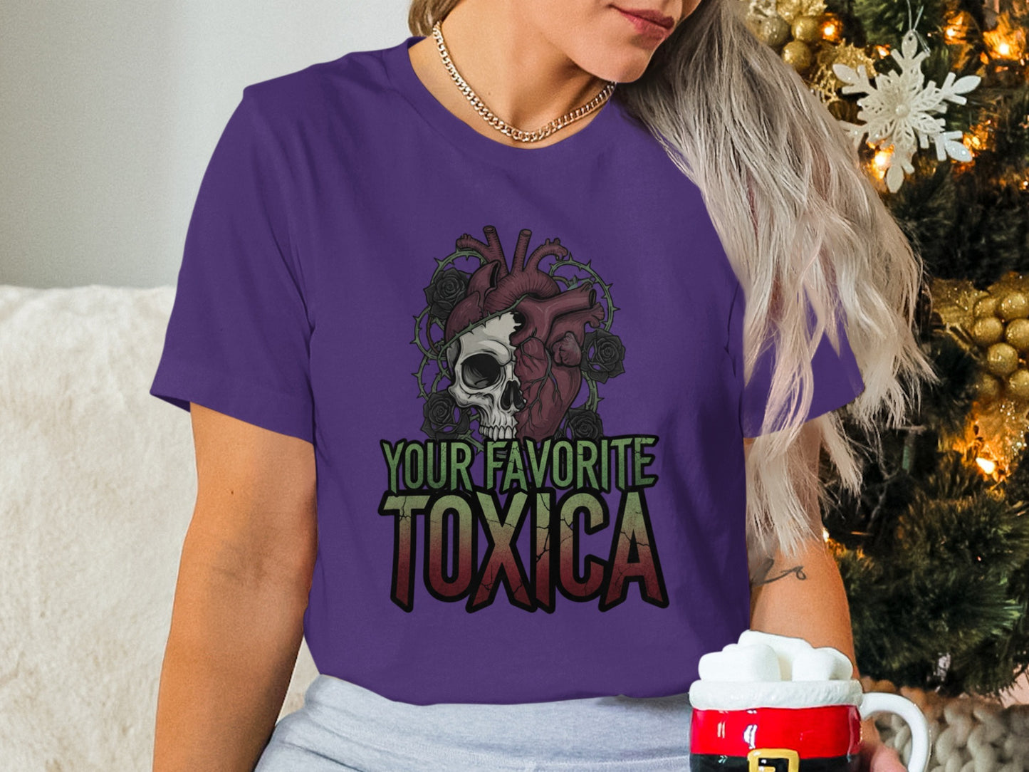 Your Favorite Toxica Skull Heart Graphic T-shirt