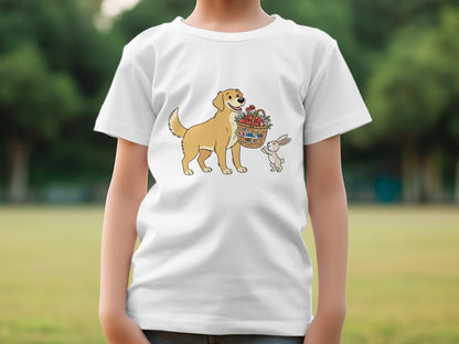 Cute Dog and Rabbit with Basket Graphic T-Shirt