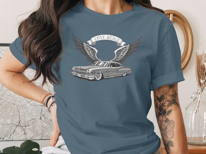 Love Heals Car With Wings Graphic T-Shirt