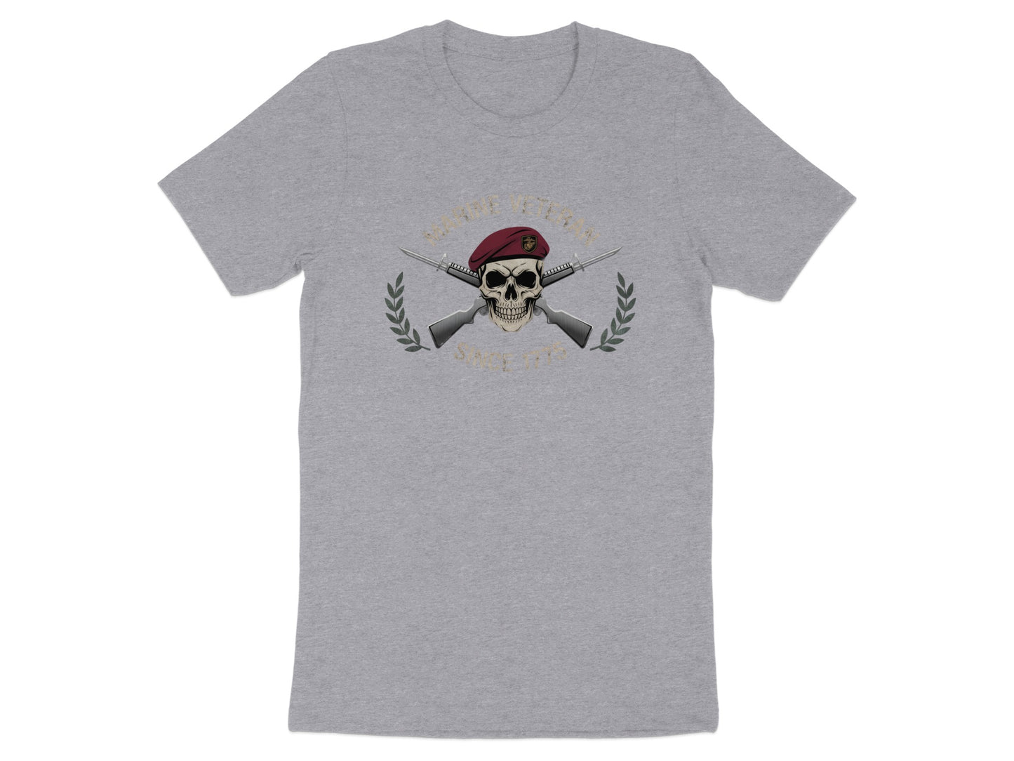 Skull Design T-Shirt with Military Theme Print
