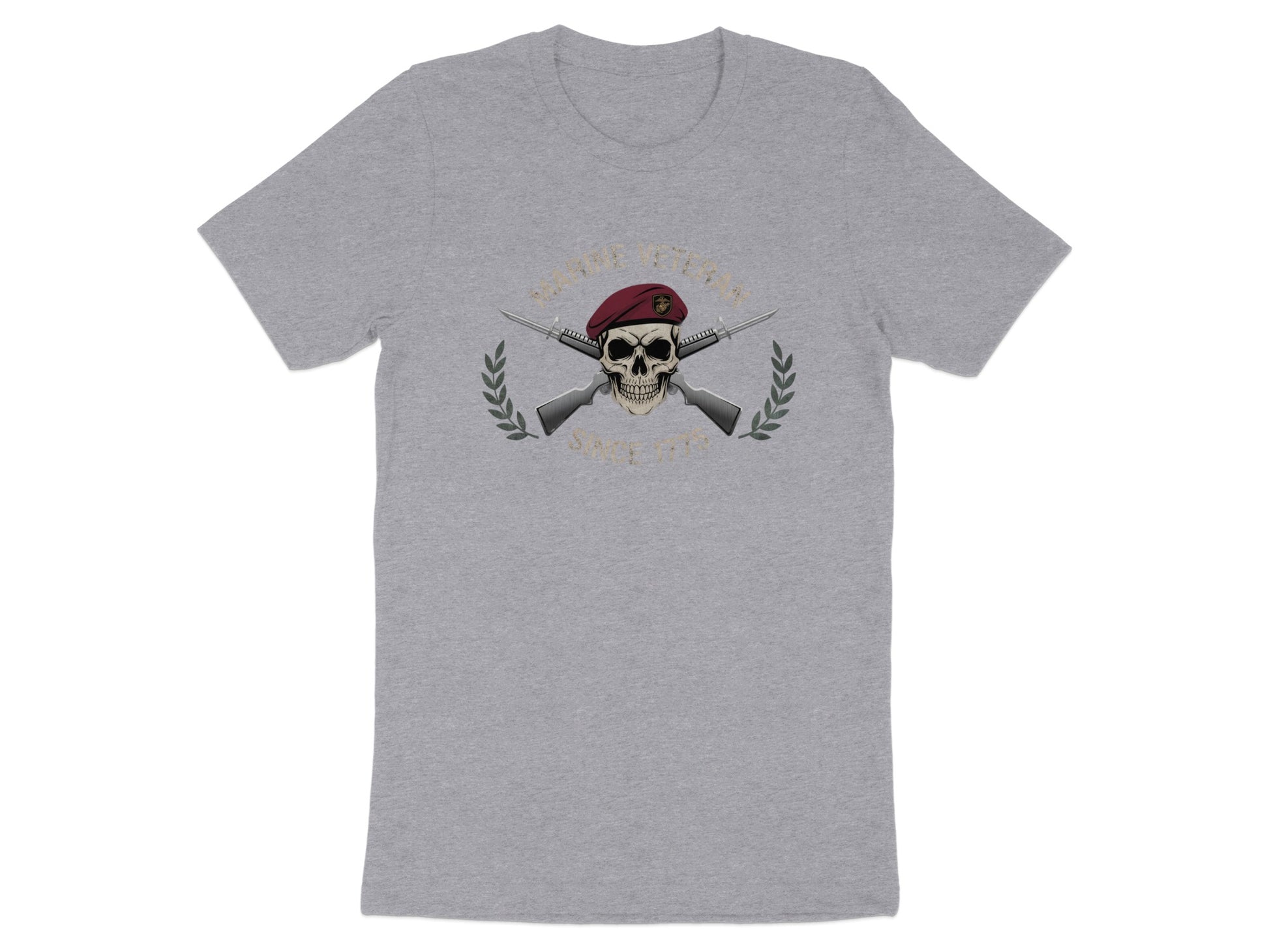 Skull Design T-Shirt with Military Theme Print