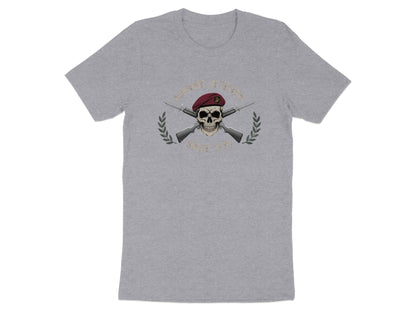 Skull Design T-Shirt with Military Theme Print