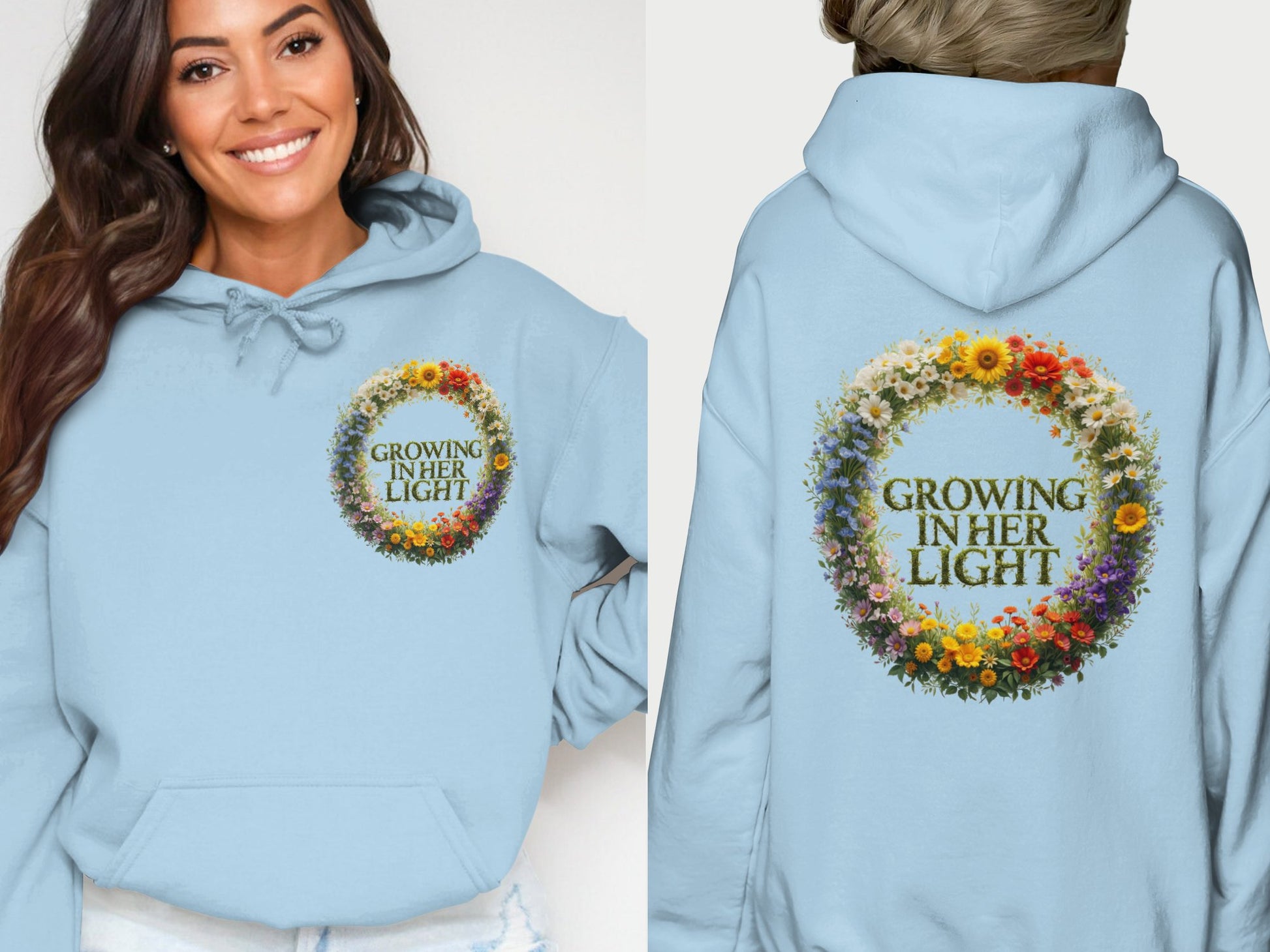 Growing In Her Light Floral Design Hoodie product