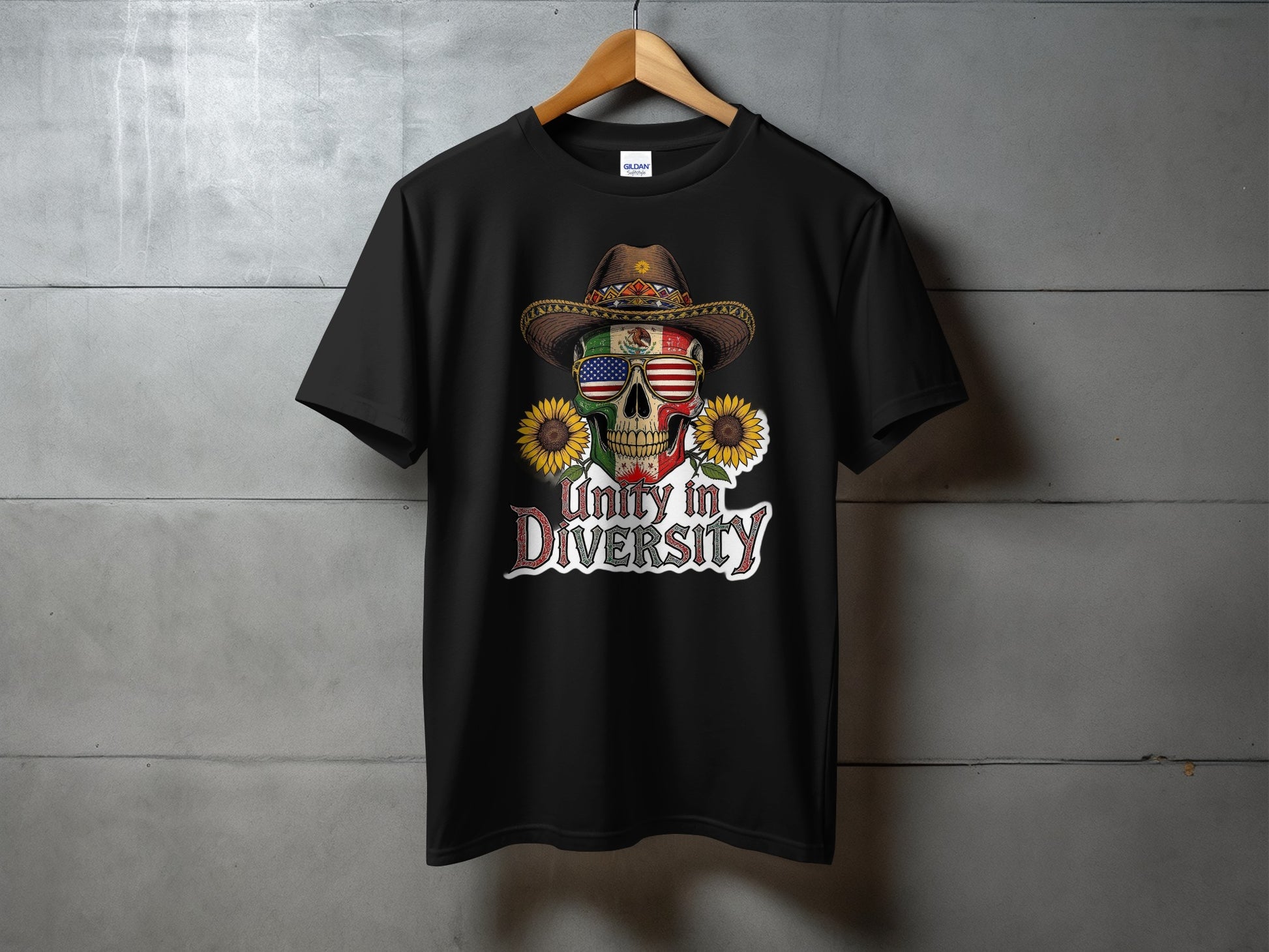 Skull with American Flag and Sunflowers T-Shirt product
