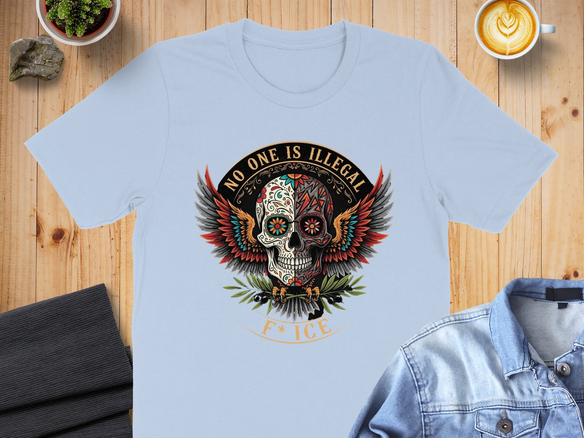 No One Is Illegal Sugar Skull F*ICE T-shirt product type