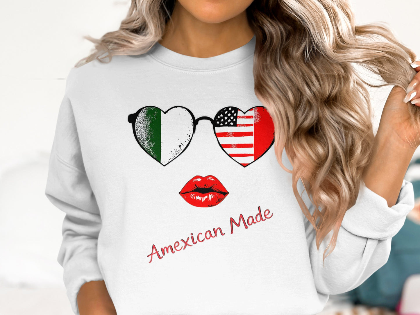 Amexican Made Heart Flag Design Sweatshirt product