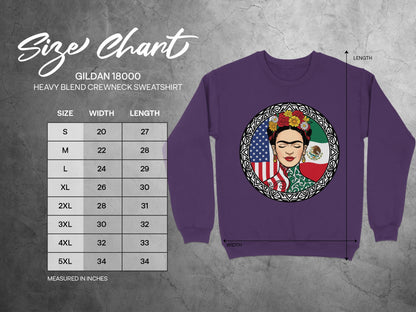 Frida Kahlo Sweatshirt with Flag Design Crewneck