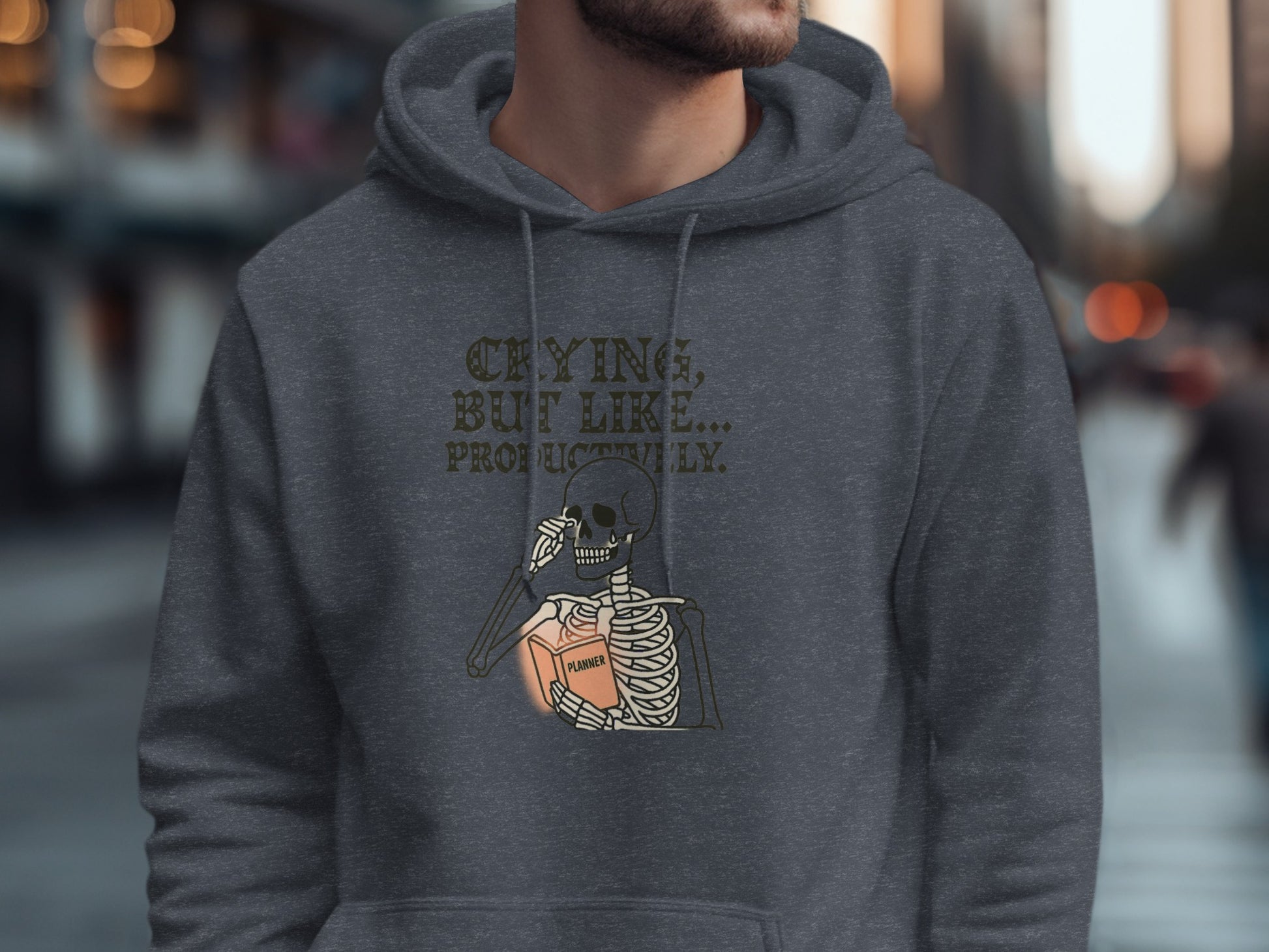 Crying But Like Productively Skeleton Hoodie Product