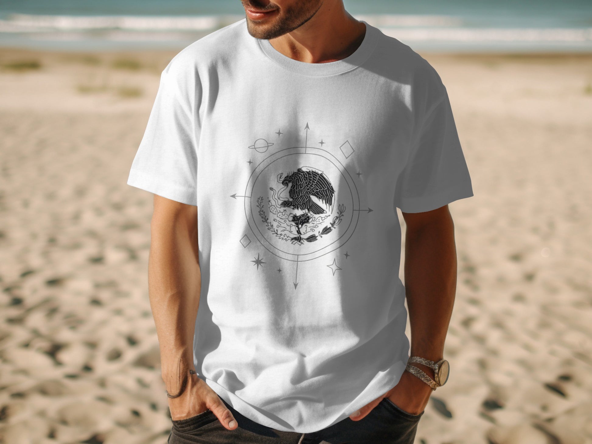 Astronaut with Bear Print White Casual Shirt product