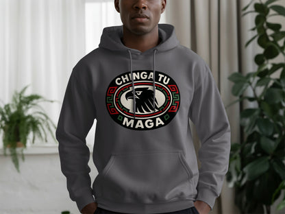 Chinga tu Maga Eagle Logo Grey Hoodie product