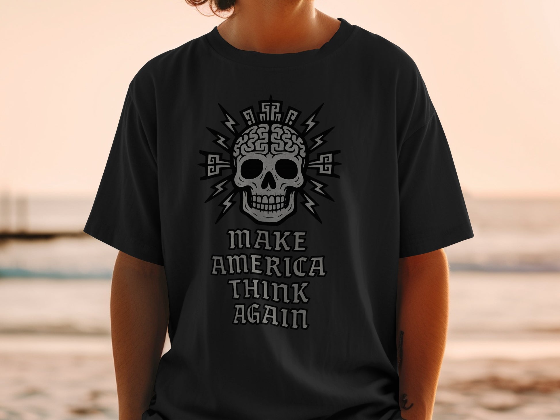 Make America Think Again Skull Graphic T-shirt